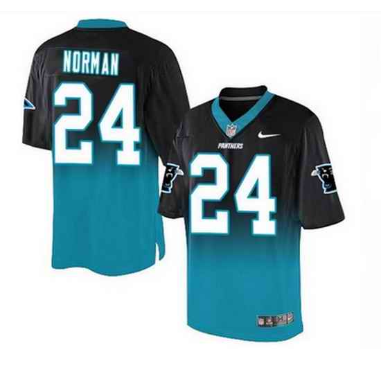 Nike Carolina Panthers #24 Josh Norman BlackBlue Mens Stitched NFL Elite Fadeaway Fashion Jersey
